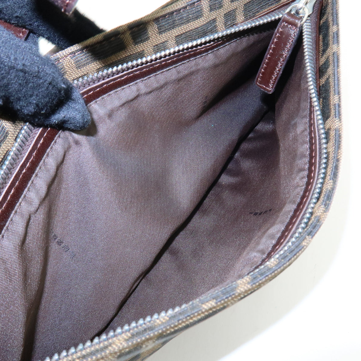 FENDI Zucca Canvas Leather Hand Bag Shoulder Bag Brown 26722