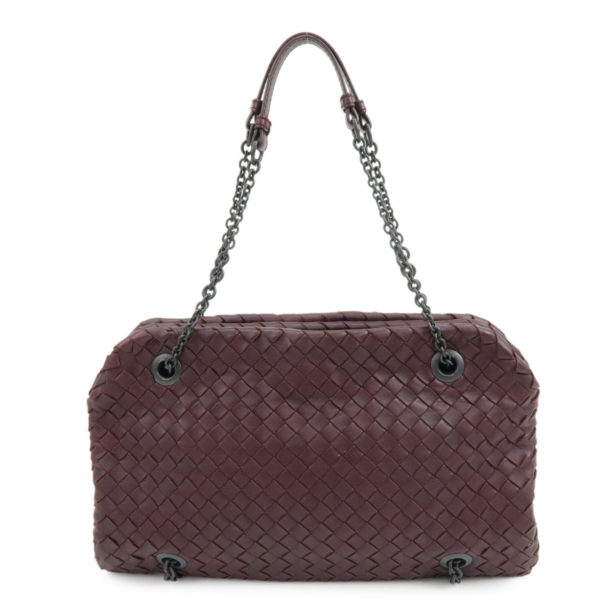 BOTTEGA VENETA intrecciato Leather Shoulder Bag Bordeaux Wine Red