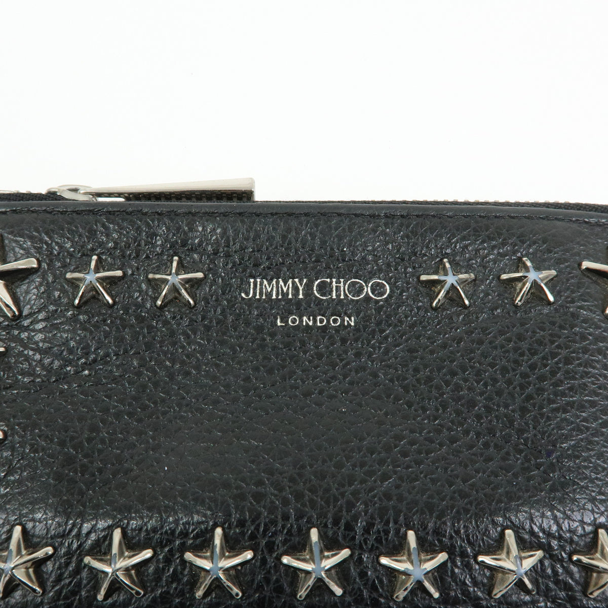 JIMMY CHOO Star Studs Leather Coin Case Card Case Black