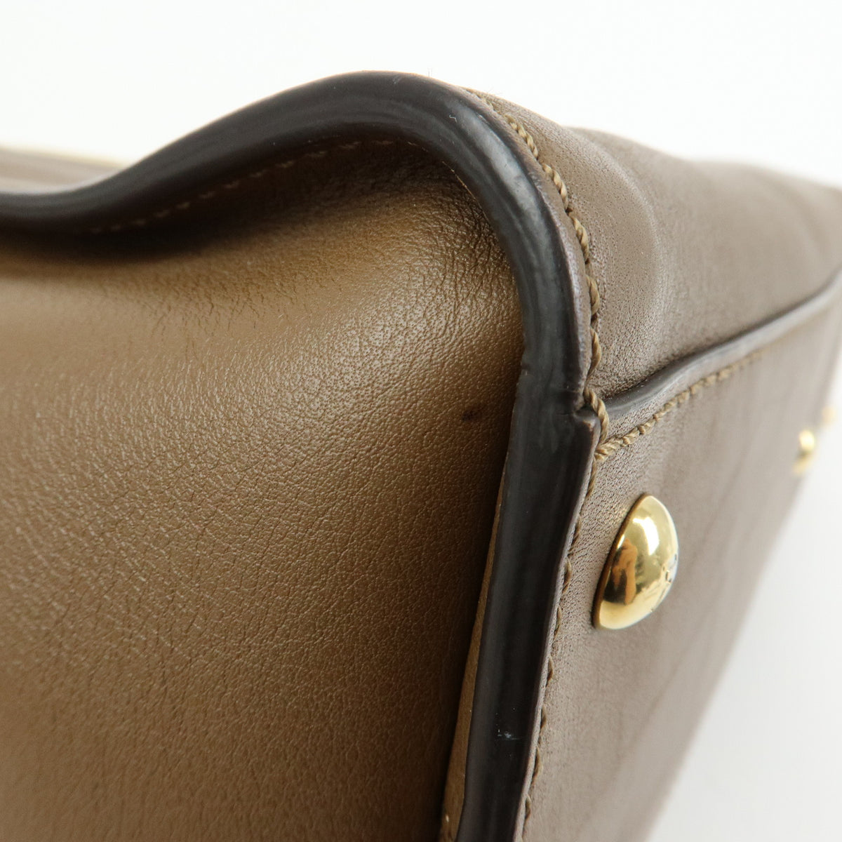 FENDI Peekaboo Pequin Leathe 2Way Hand Bag Shoulder Bag Brown 8BN290