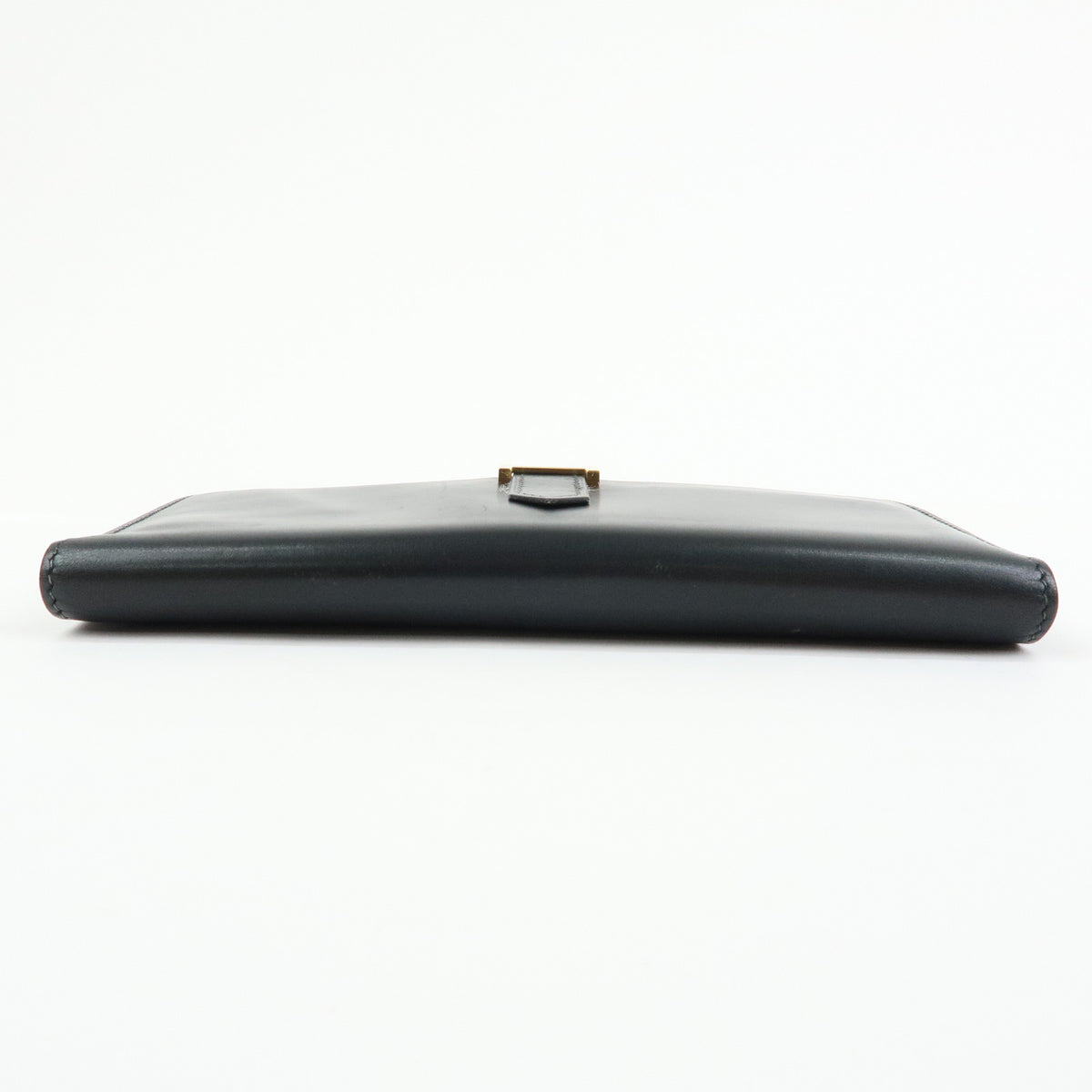 HERMES Bearn Leather Bi-fold Long Wallet □I Stamped Black Gold