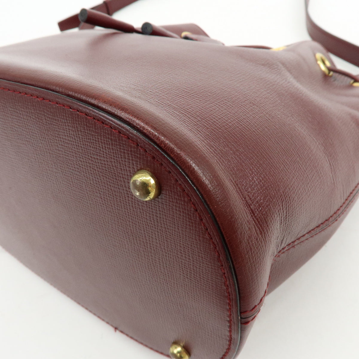 Cartier Must de Cartier Leather Drawstring Shoulder Bag Bordeaux