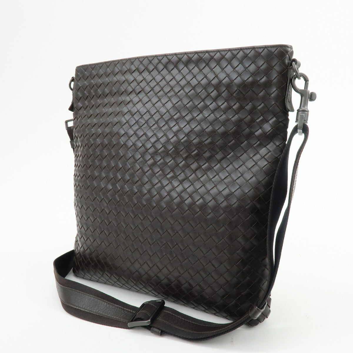 BOTTEGA VENETA Intrecciato Leather Shoulder Crossbody Bag Dark Brown
