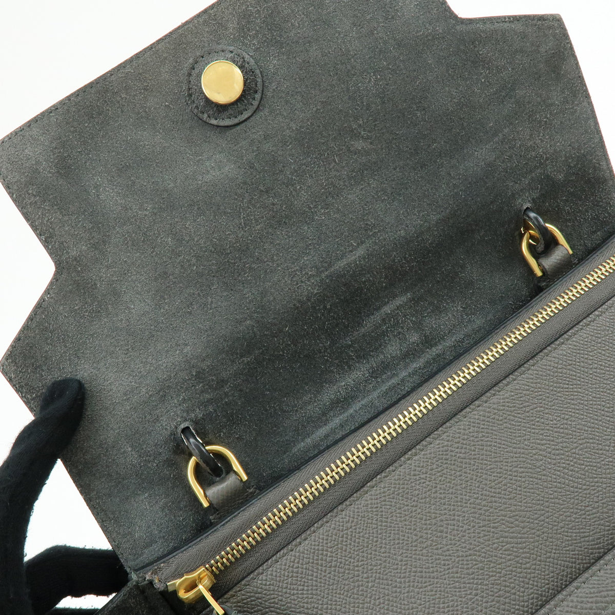 CELINE Belt Bag Small Calf Leather 2WAY Bag Hand Bag Shoulder Bag Gray