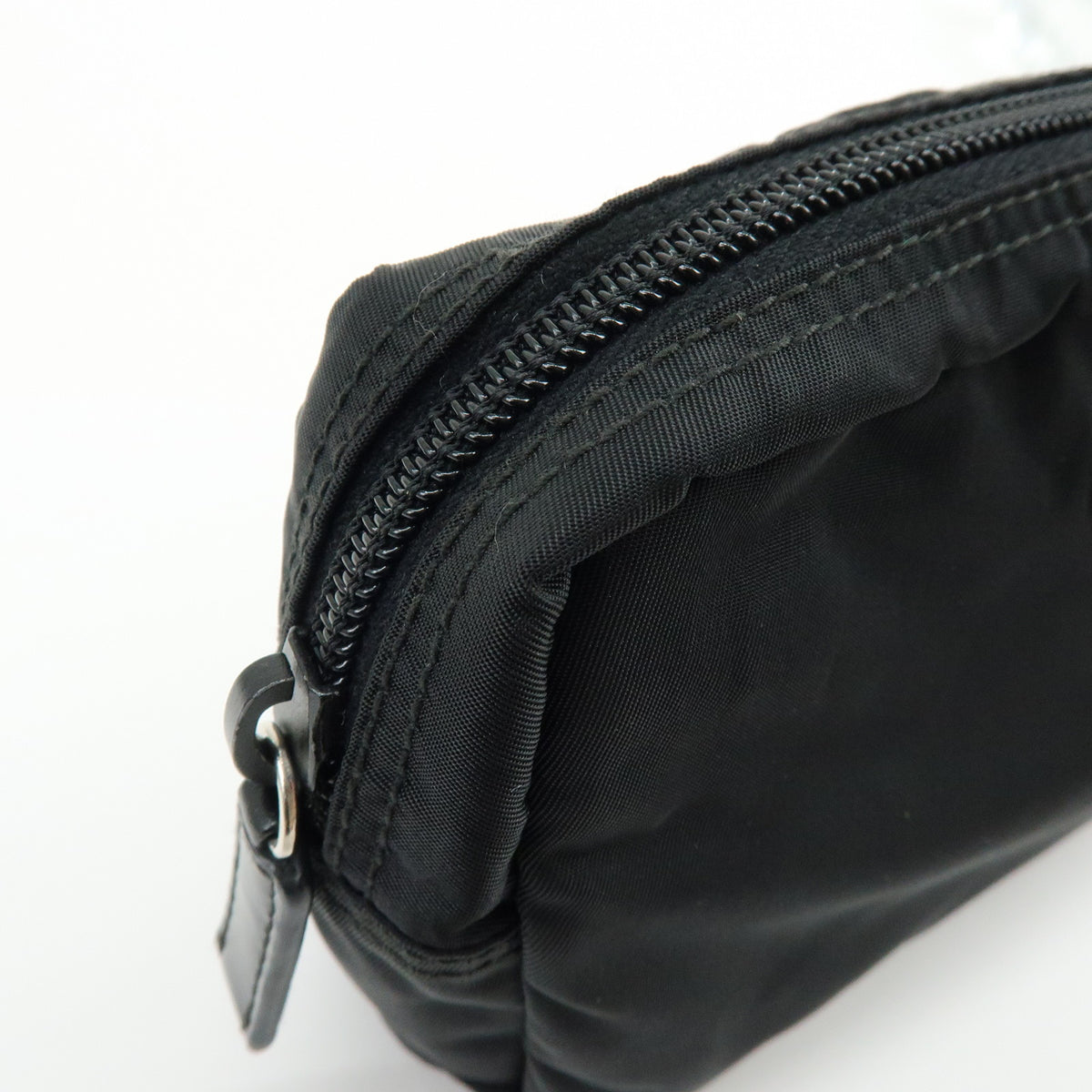 PRADA Triangle Logo Lot of 2 Nylon Pouch Cosmetic Case Black Khaki