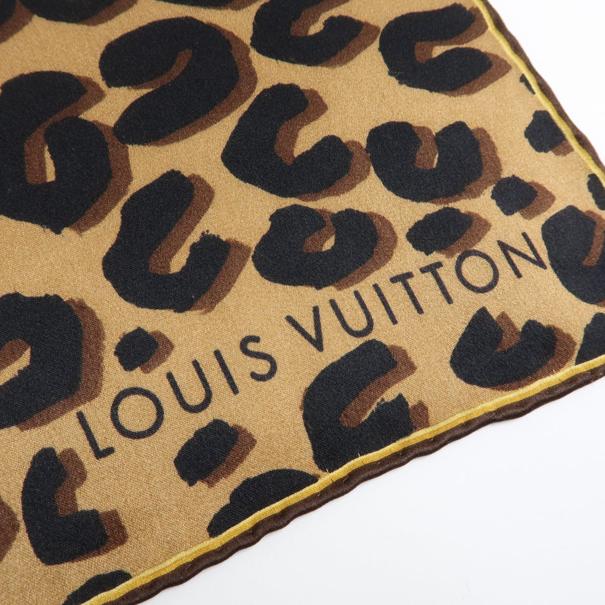 Louis Vuitton Carre Monogram Leopard Silk 100% Scarf Brown M72124