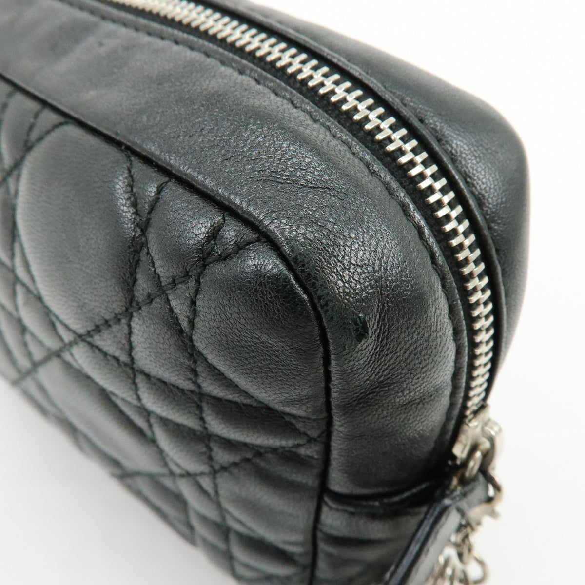 Christian Dior Lady Dior Cannage Accessory Pouch Makeup Bag Black