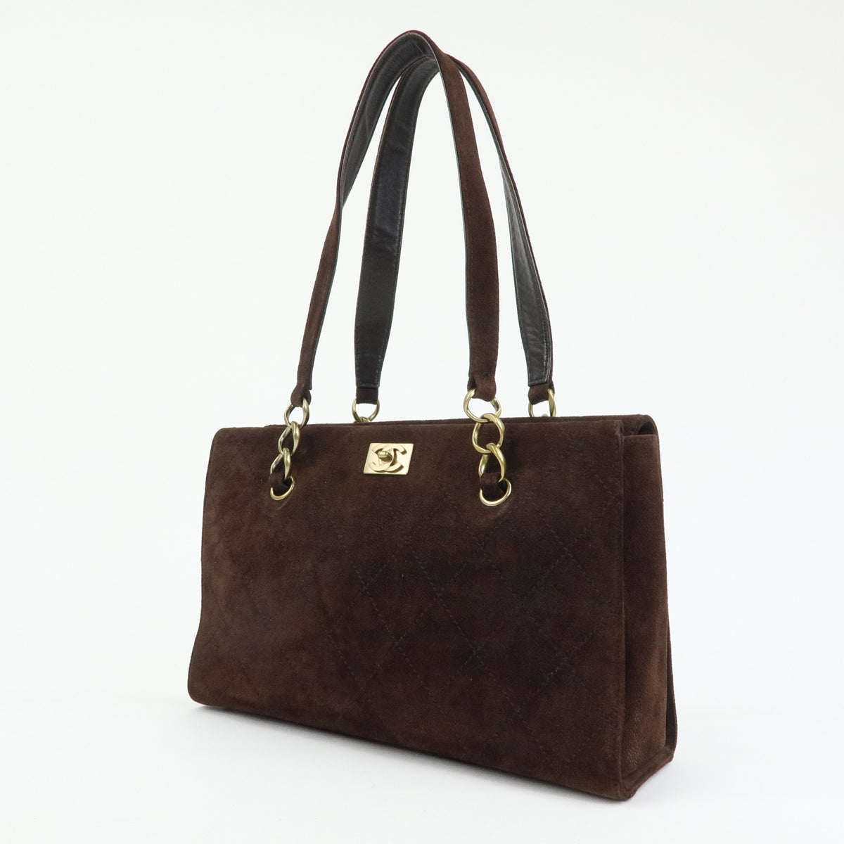 CHANEL COCO Mark Suede Tote Bag Shoulder Bag Brown