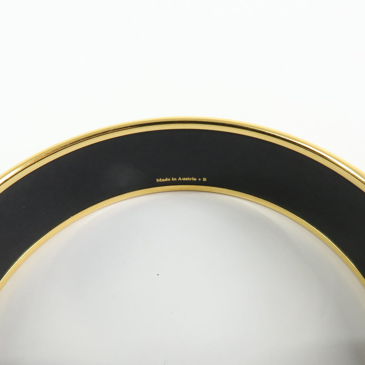 HERMES Email GM Gold Plated Bangle Bracelet Yellow