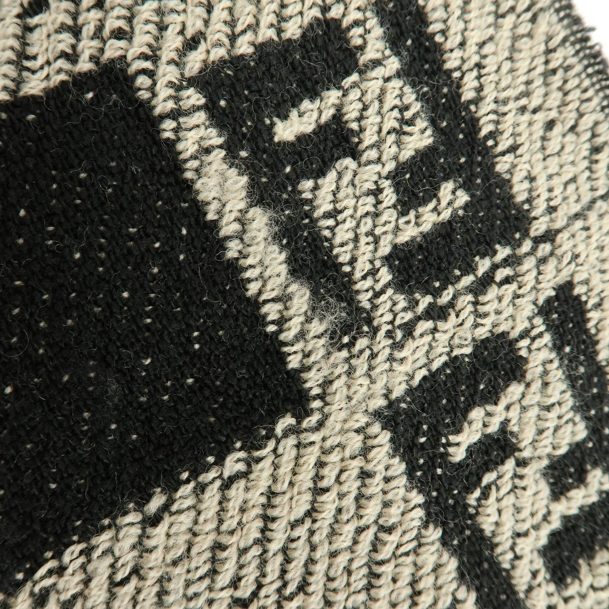 FENDI Zucca FF Logo Acrylic Wool Scarf Shawl Beige Black