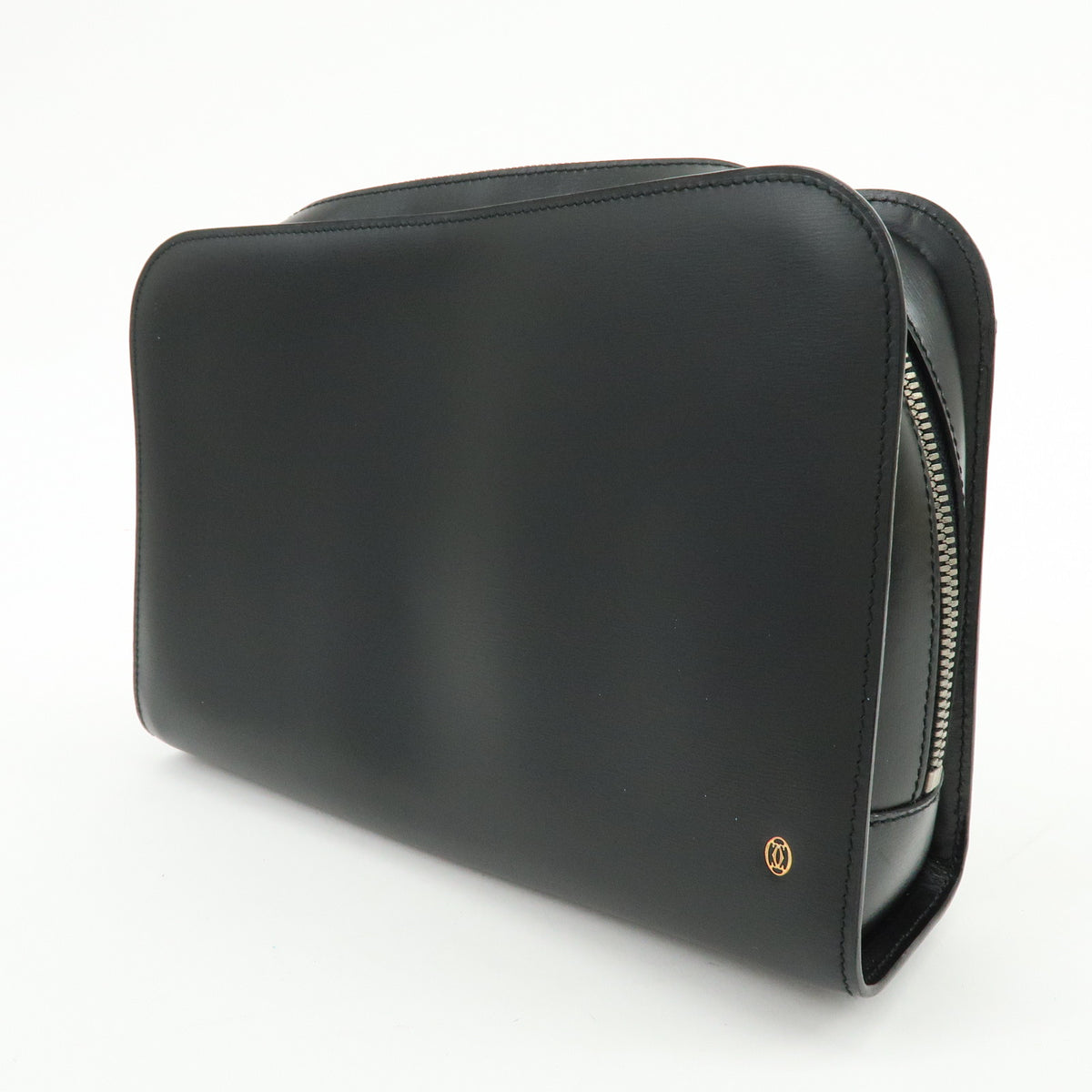 Cartier Pasha Leather Clutch Bag Wristlet Bag Pouch Black