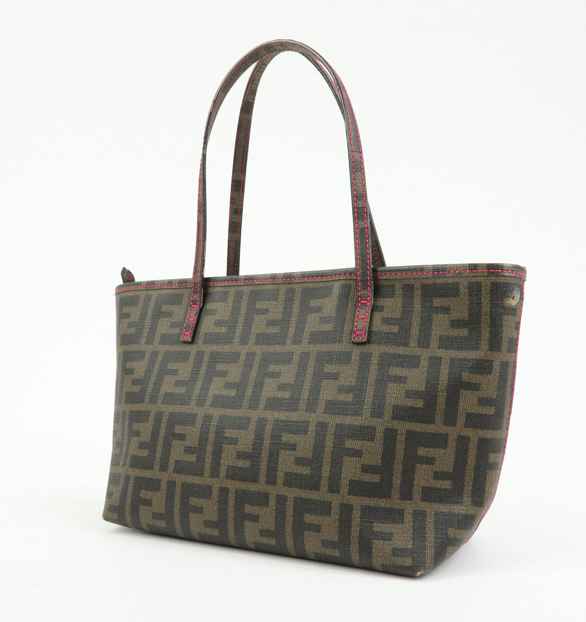 FENDI Zucca PVC Tote Bag Shoulder Bag Brown Pink 8BH223