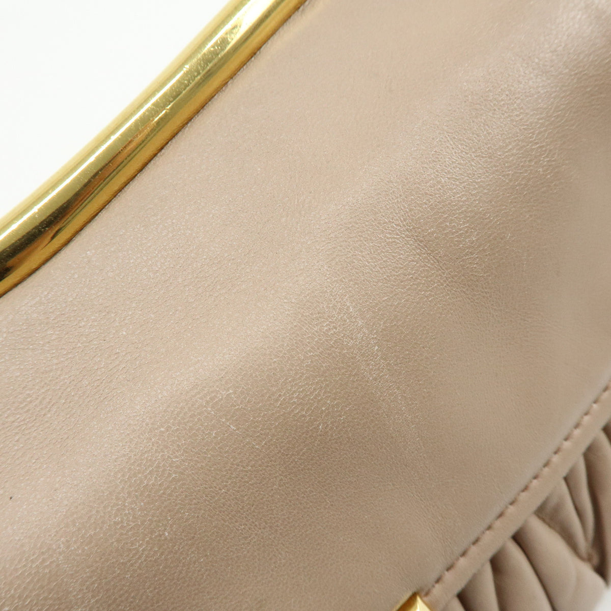 MIU MIU Matelasse Nappa Leather Chain Shoulder Bag Pink Beige