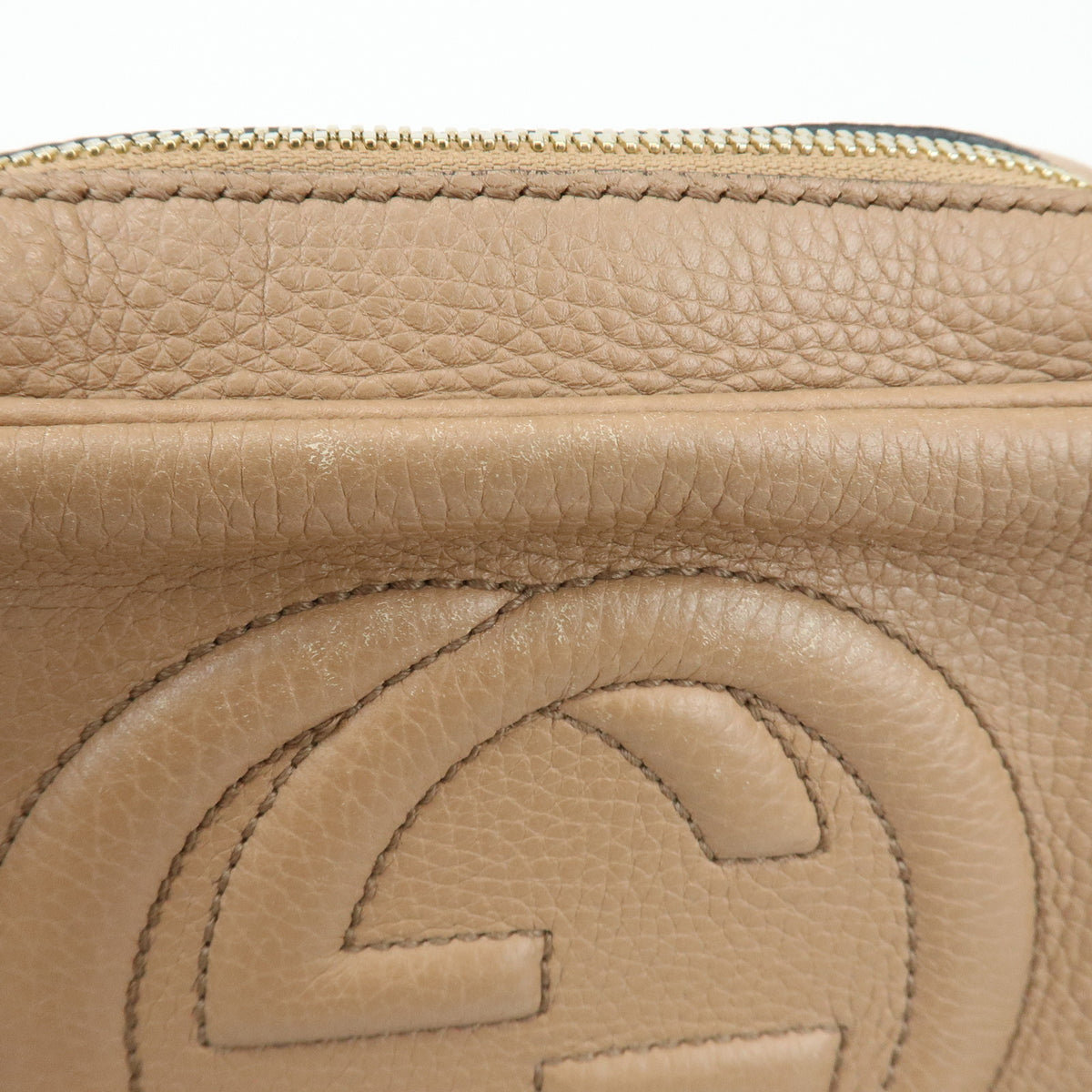 GUCCI SOHO Interlocking G Leather Shoulder Bag Pink Beige 308364