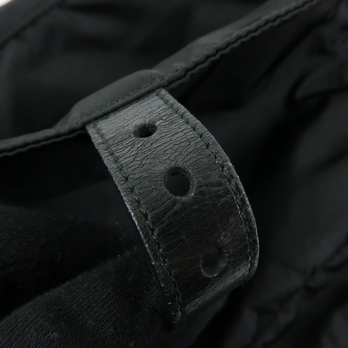PRADA Triangle Logo Nylon Leather Shoulder Bag Crossbody Bag Black