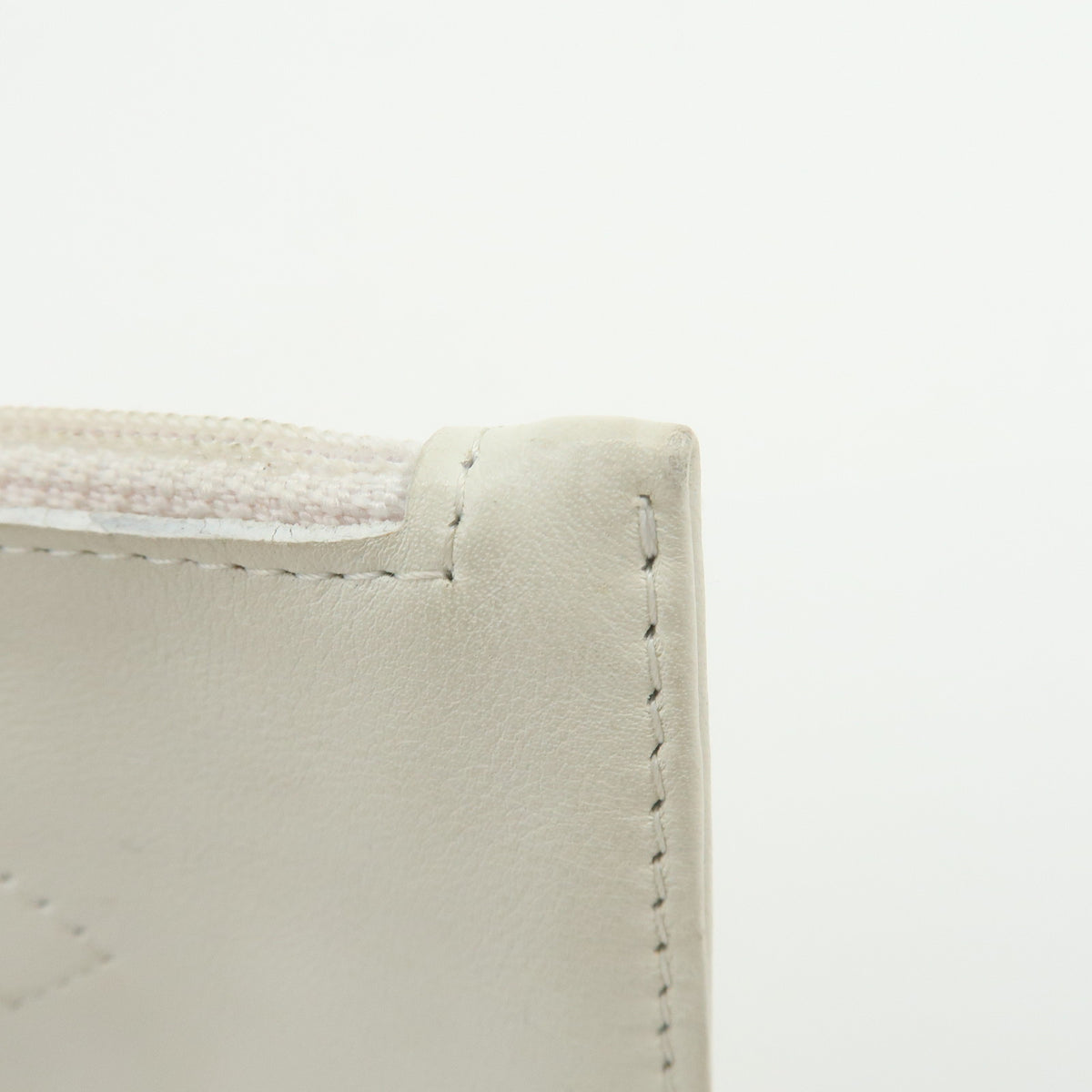 CHANEL COCO Mark Leather Cosmetic Pouch Flat Pouch White