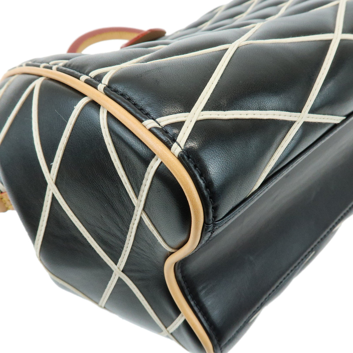 Louis Vuitton Malletage Doc PM Lamb Skin 2Way Bag Noir White M50002