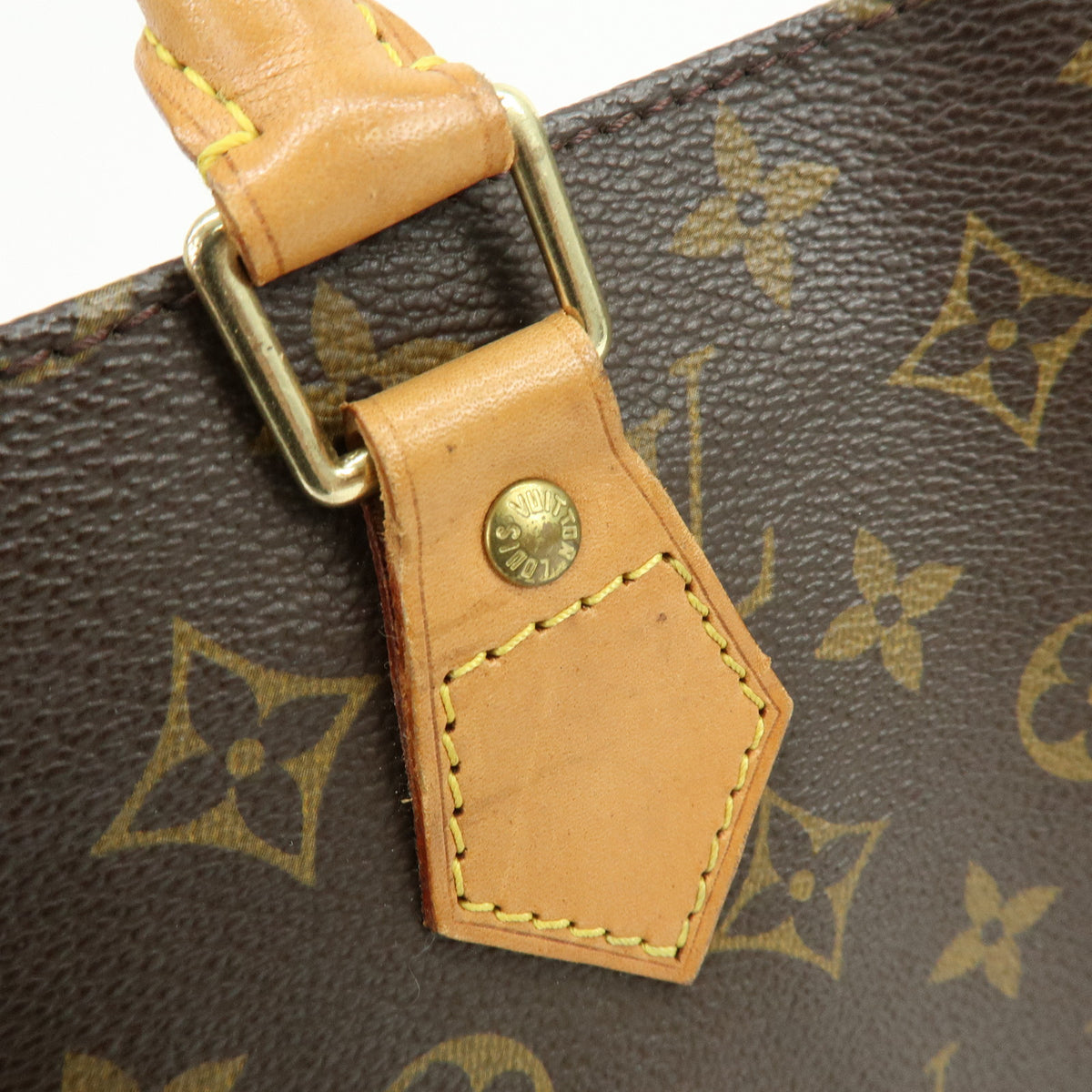 Louis Vuitton Monogram Sac Plat Leather Tote Bag Hand Bag Brown M51140