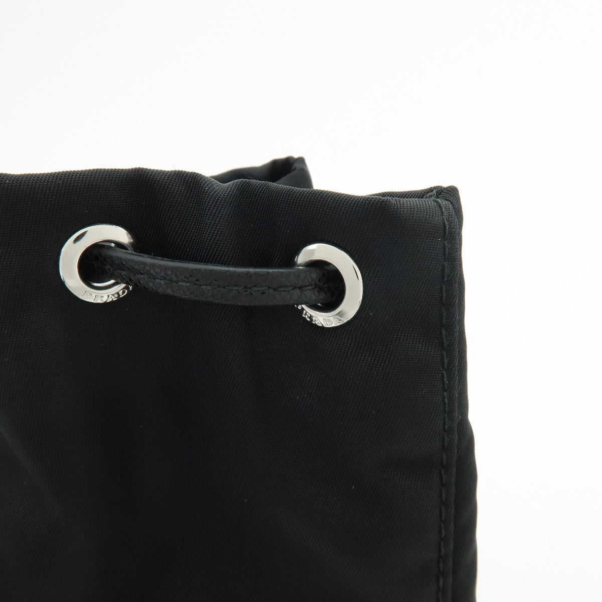 PRADA Triangle Logo Nylon Saffiano Leather Pouch Hand Bag Black 1NS369
