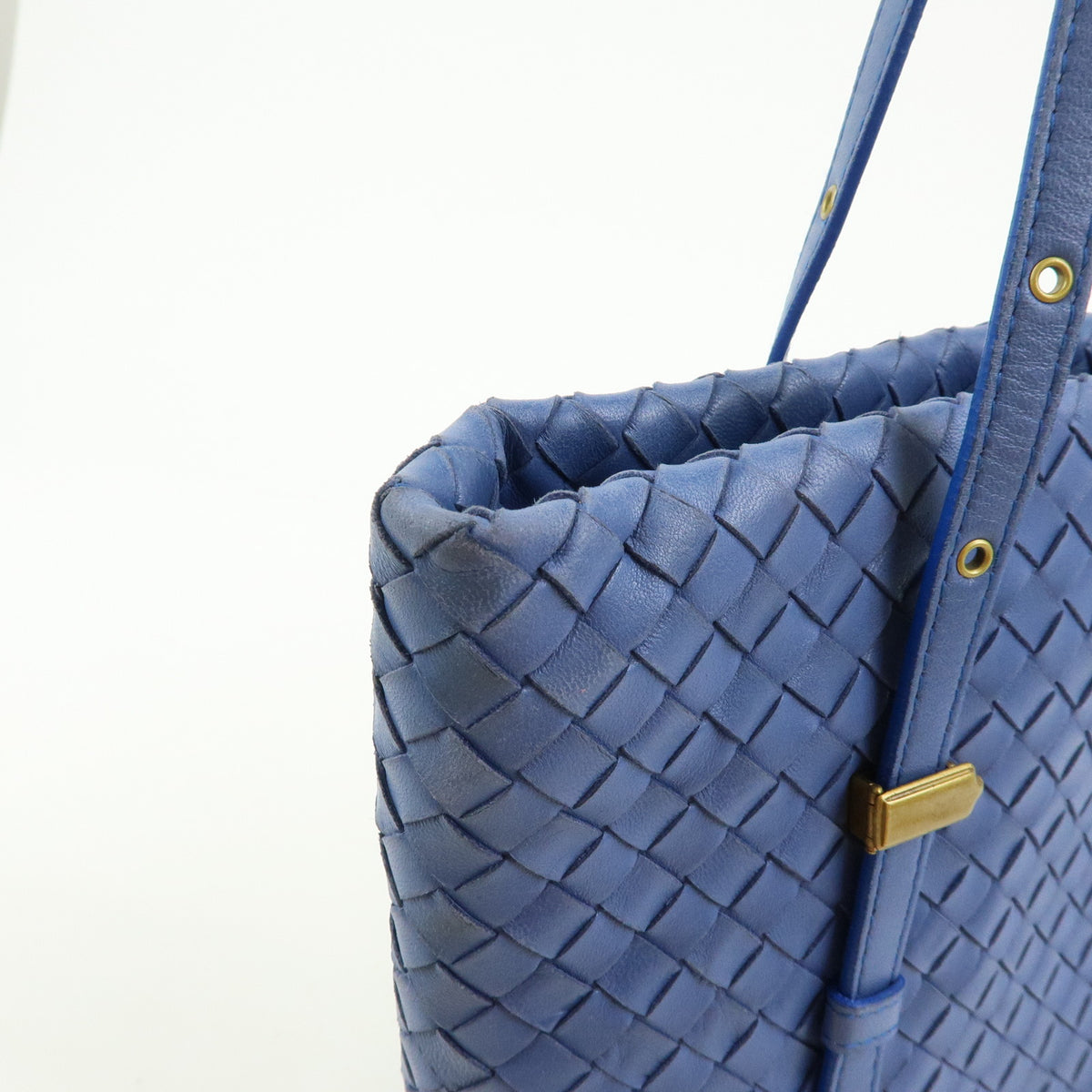 BOTTEGA VENETA Intrecciato Leather Tote Bag Hand Bag Blue V00A2