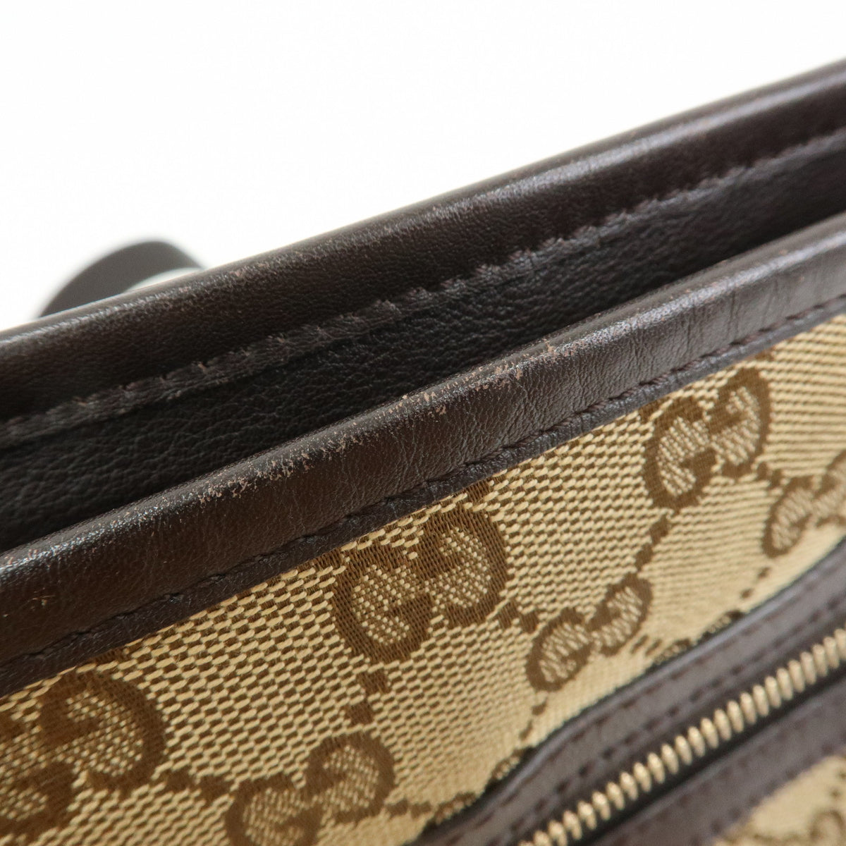 GUCCI Canvas Leather Shoulder Bag Crossbody Bag Beige Brown 388930