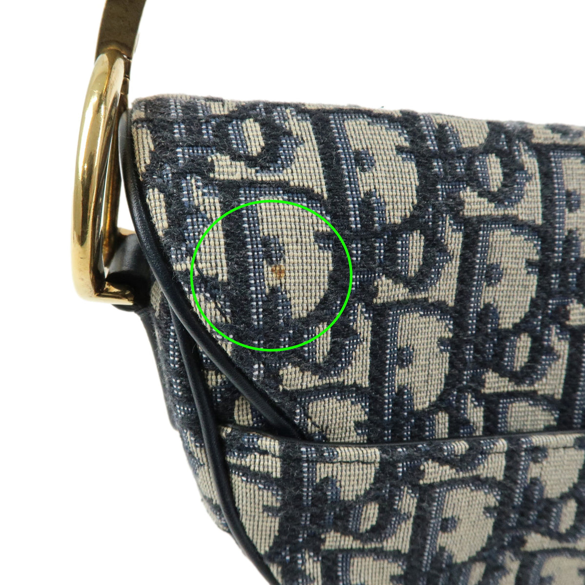 Christian Dior Saddle Oblique Jaquard Canvas Leather Shoulder Bag Navy