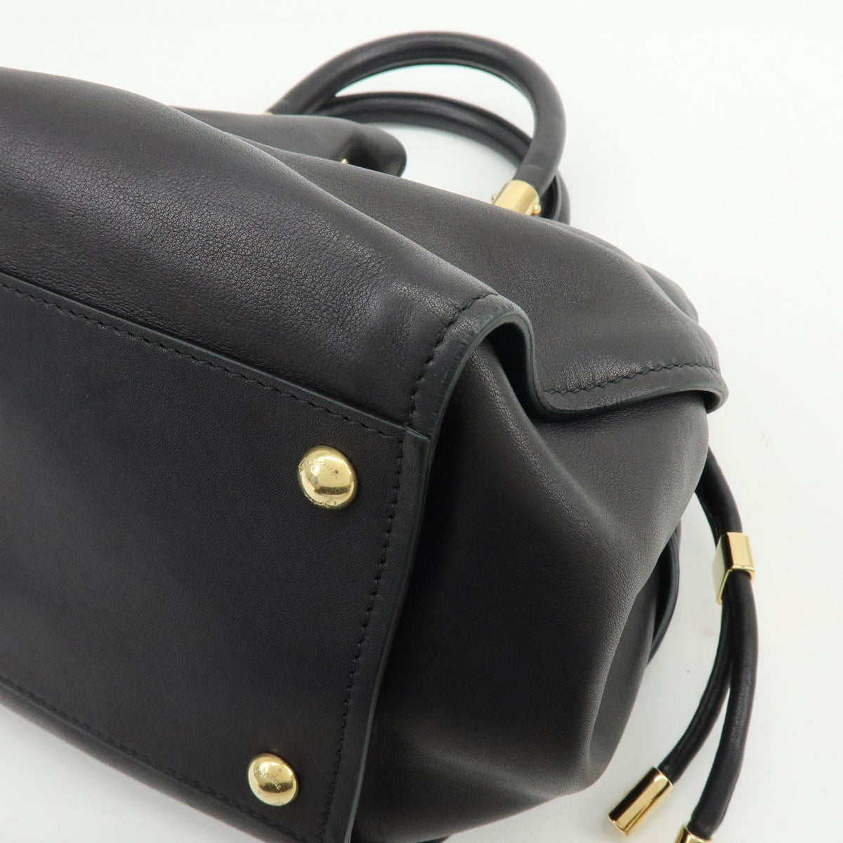Ferragamo Sonia Leather 2Way Bag Hand Bag Shoulder Bag Black