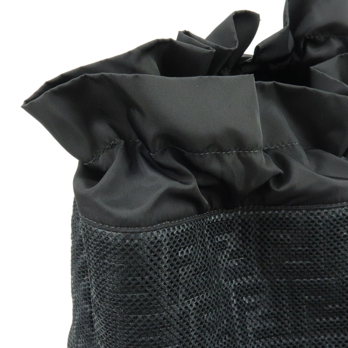 FENDI Zucca Mesh Leather Suede 2Way Bag Hand Shoulder Bag Black 7VA451