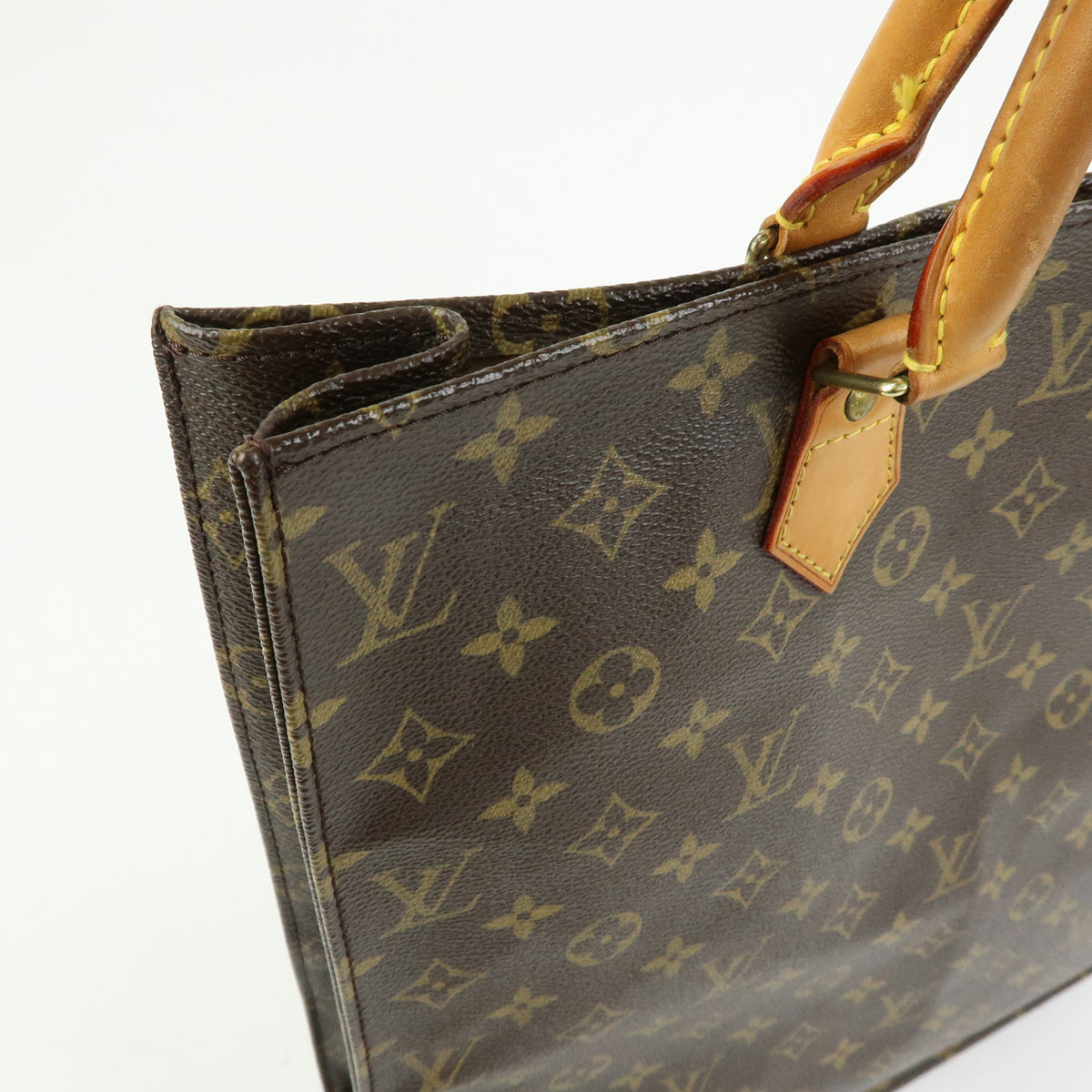 Louis Vuitton Monogram Sac Plat Tote Bag Hand Bag Brown M51140