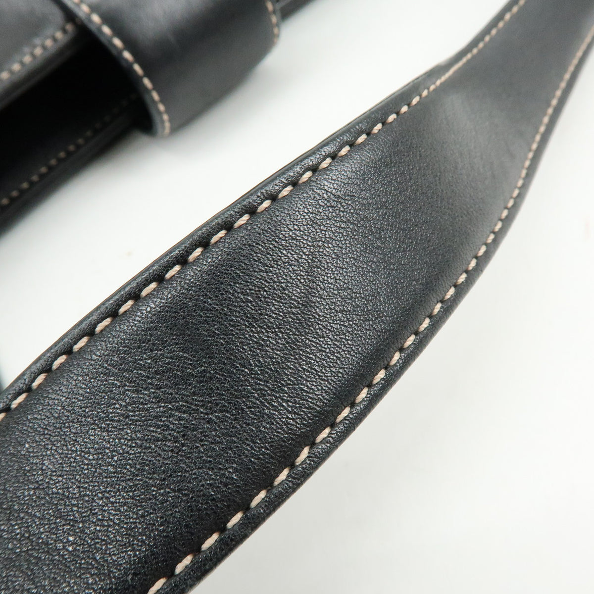 COACH Logo Leather Shoulder Bag Hand Bag Black 7789
