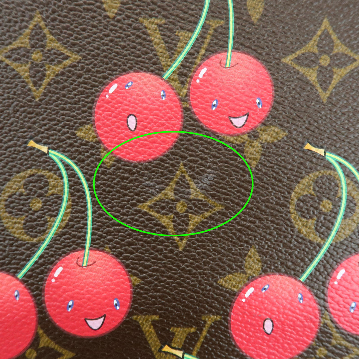 Louis Vuitton Monogram Cherry Sac Plat Tote Hand Bag Brown M95010