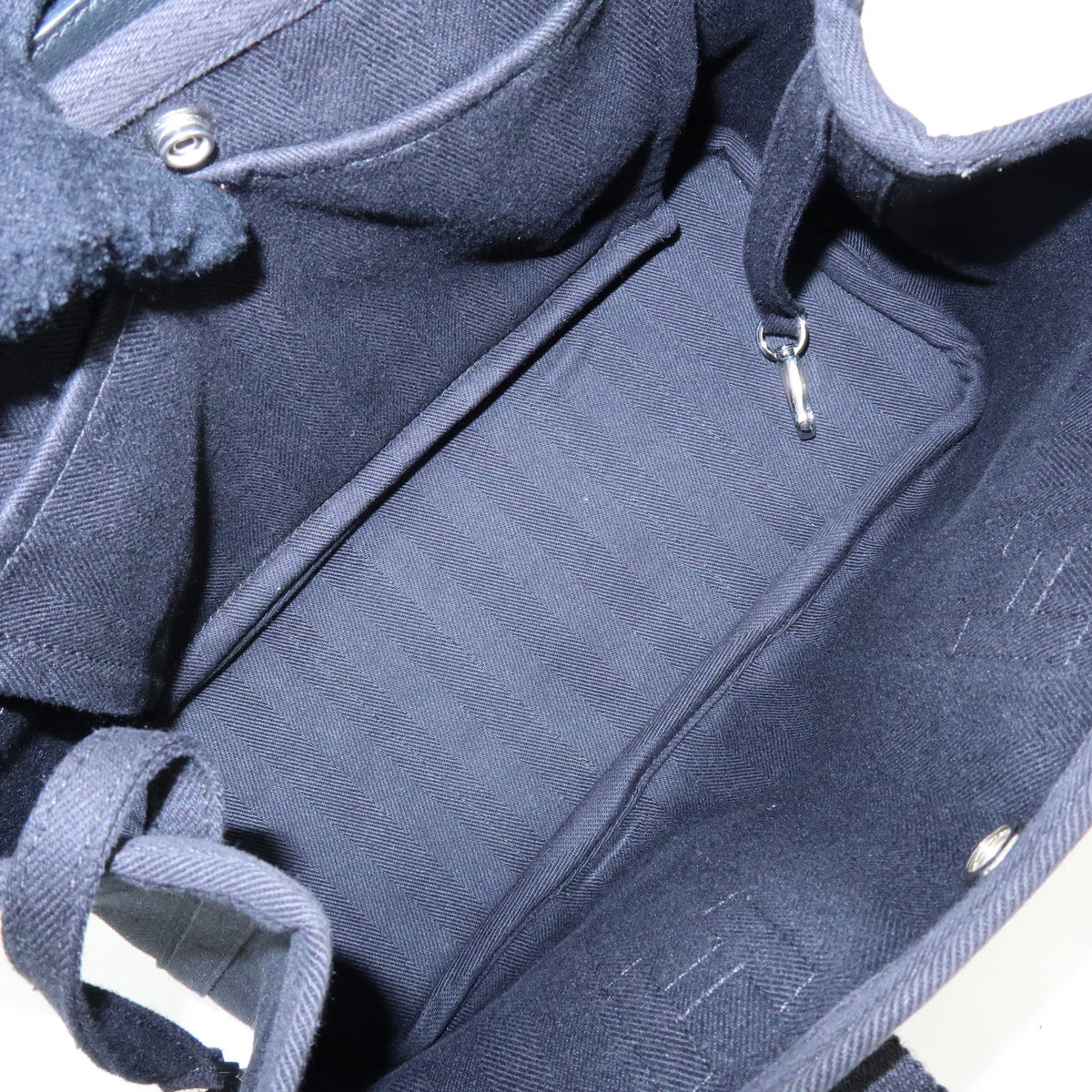 HERMES Toile Chevron Valparaiso PM Tote Bag Hand Bag Black