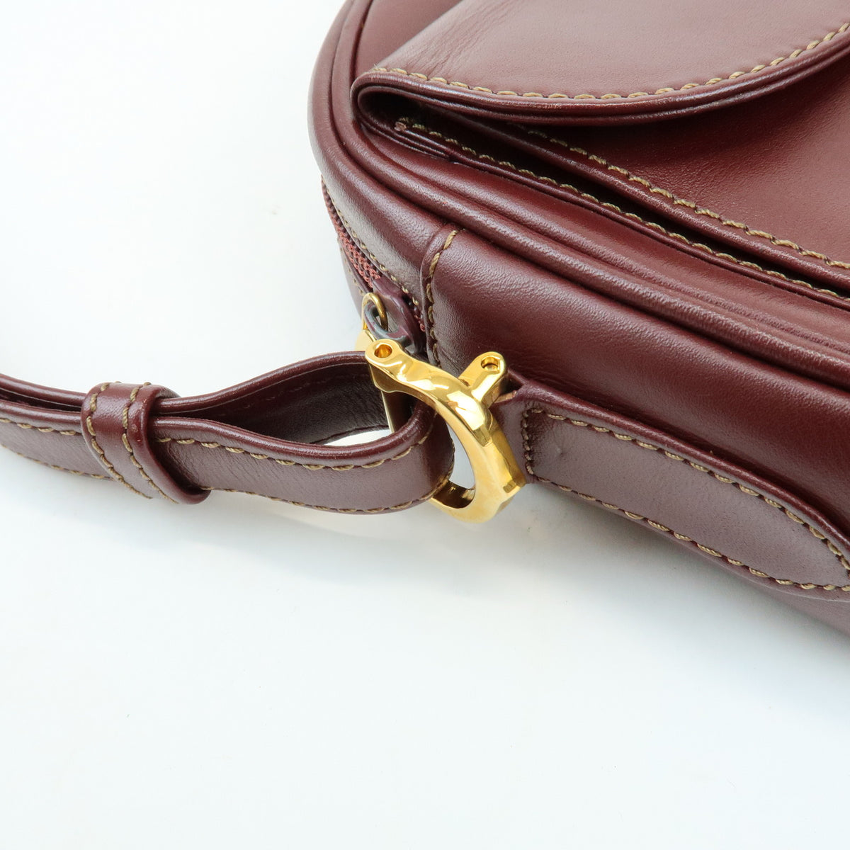 Cartier Must de Cartier Leather Shoulder Bag Bordeaux Wine Red