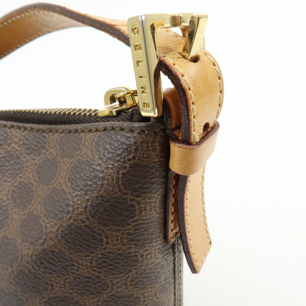 CELINE Macadam PVC Leather Hand Bag Shoulder Bag Brown