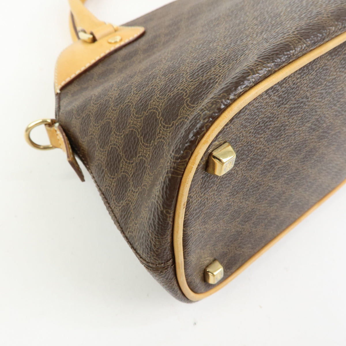 CELINE Macadam PVC Leather 2Way Bag Hand Bag Shoulder Bag Brown Beige