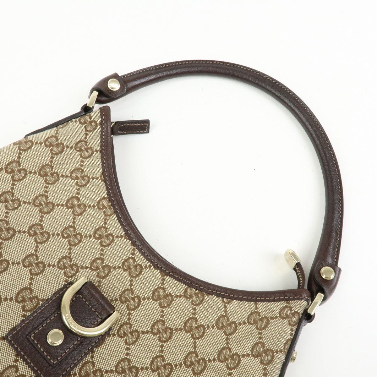GUCCI Abbey Canvas Leather Shoulder Bag Brown 130738