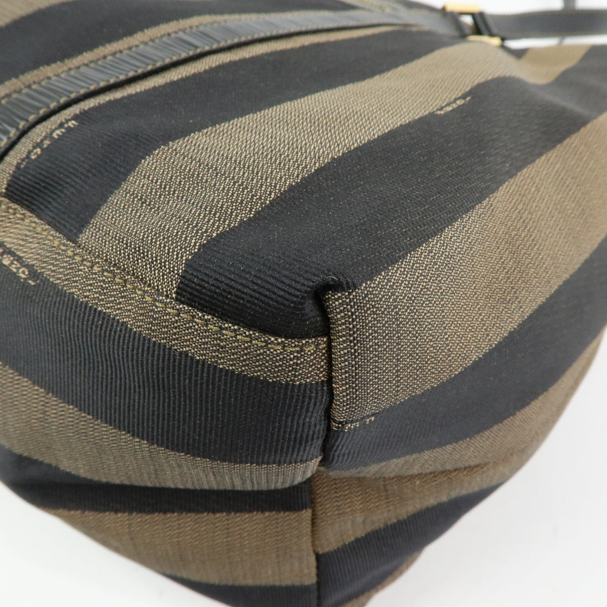 FENDI Pequin Jacquard Canvas Leather Tote Bag Brown Black 26323