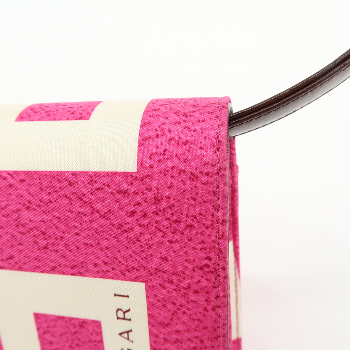 BVLGARI Square Logo Nylon Leather 3Way Clutch Bag Shoulder Bag Pink