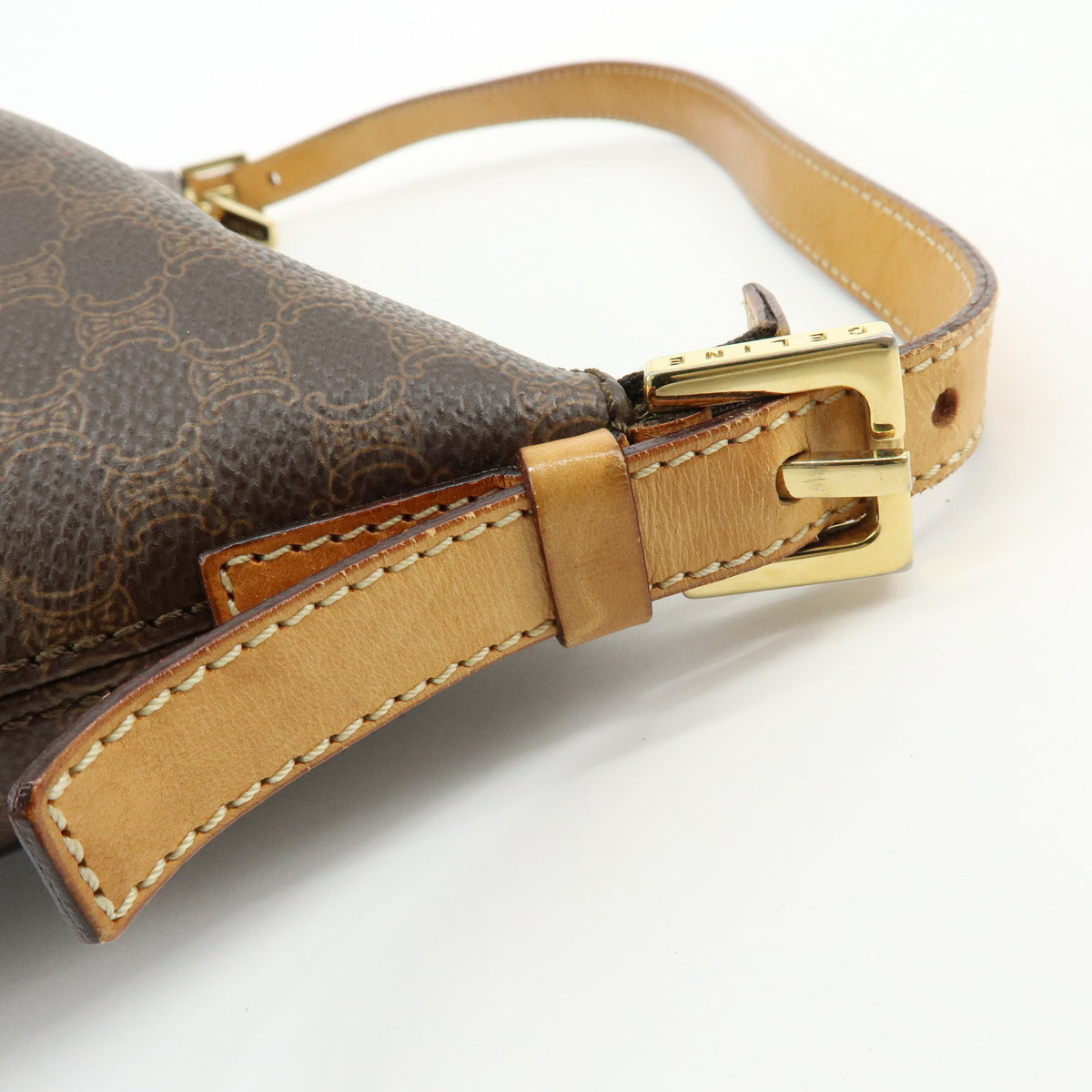 CELINE Macadam PVC Leather Hand Bag Shoulder Bag Brown
