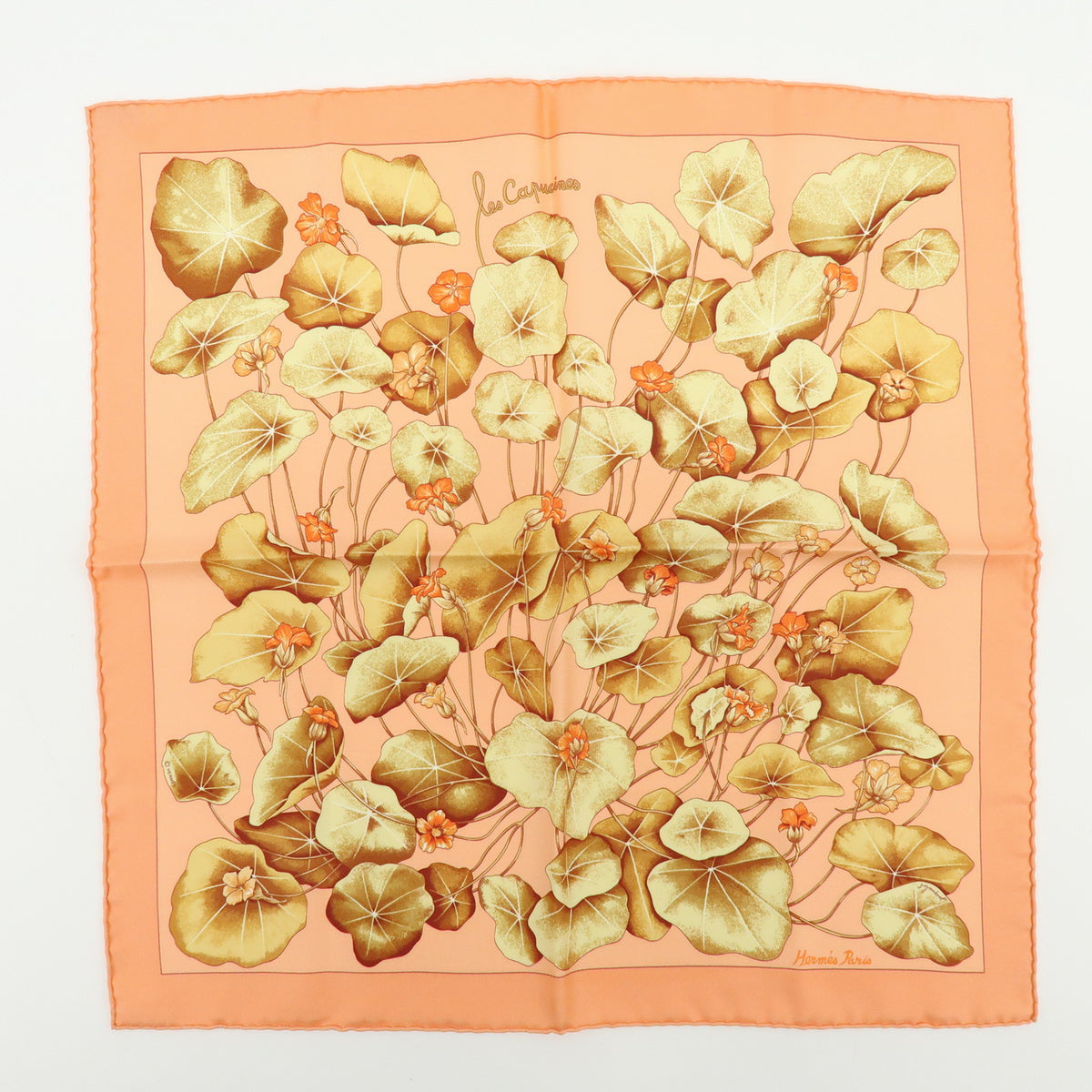 HERMES Carre 45 Lot of 2 Silk 100% Scarf Les Capucines EFFLUVES