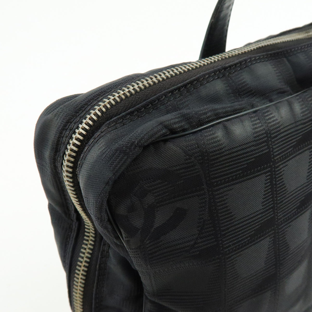 CHANEL New Travel Line Nylon Leather Briefcase Hand Bag Black A15974