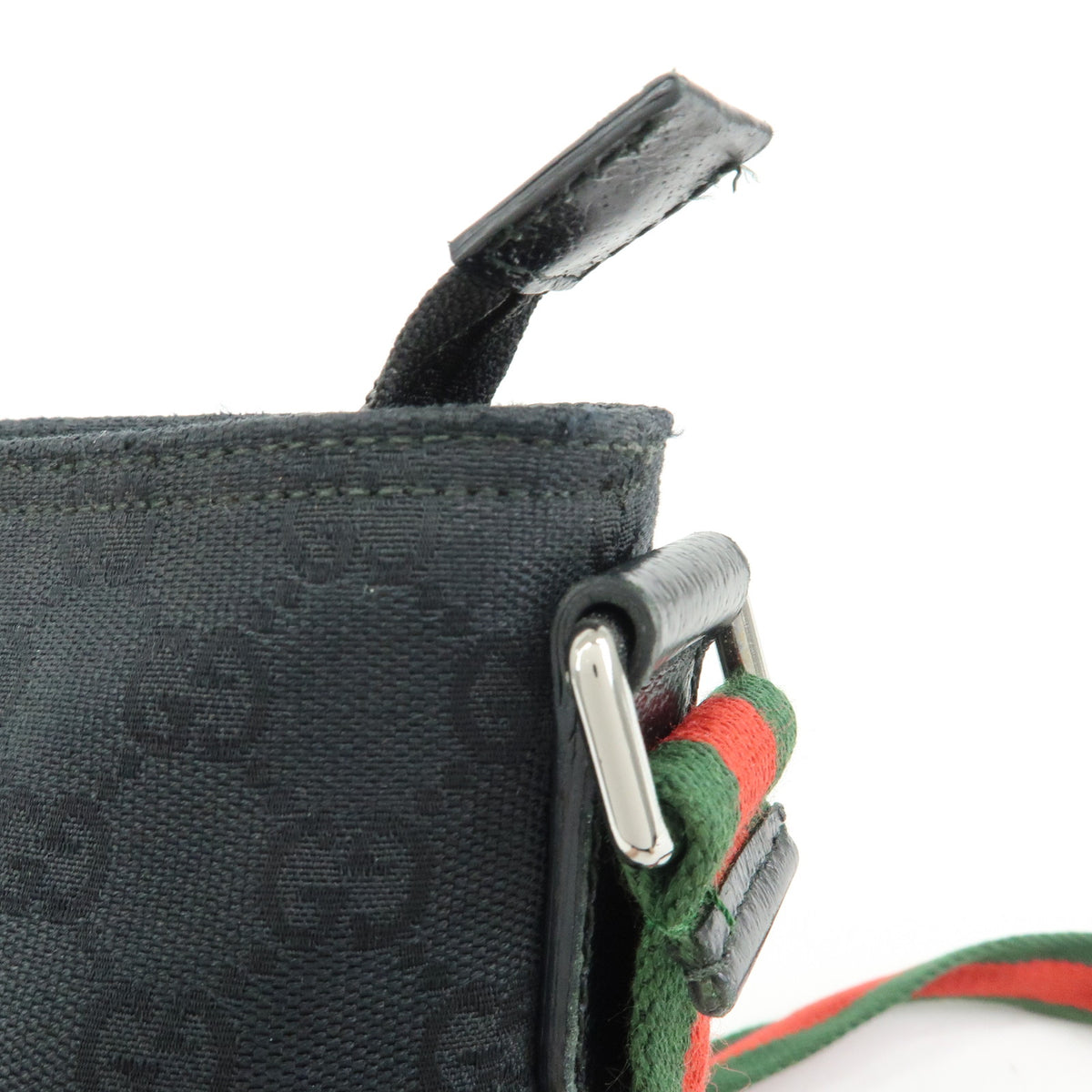 GUCCI Sherry GG Canvas Leather Shoulder Bag Crossbody Bag Black 189749