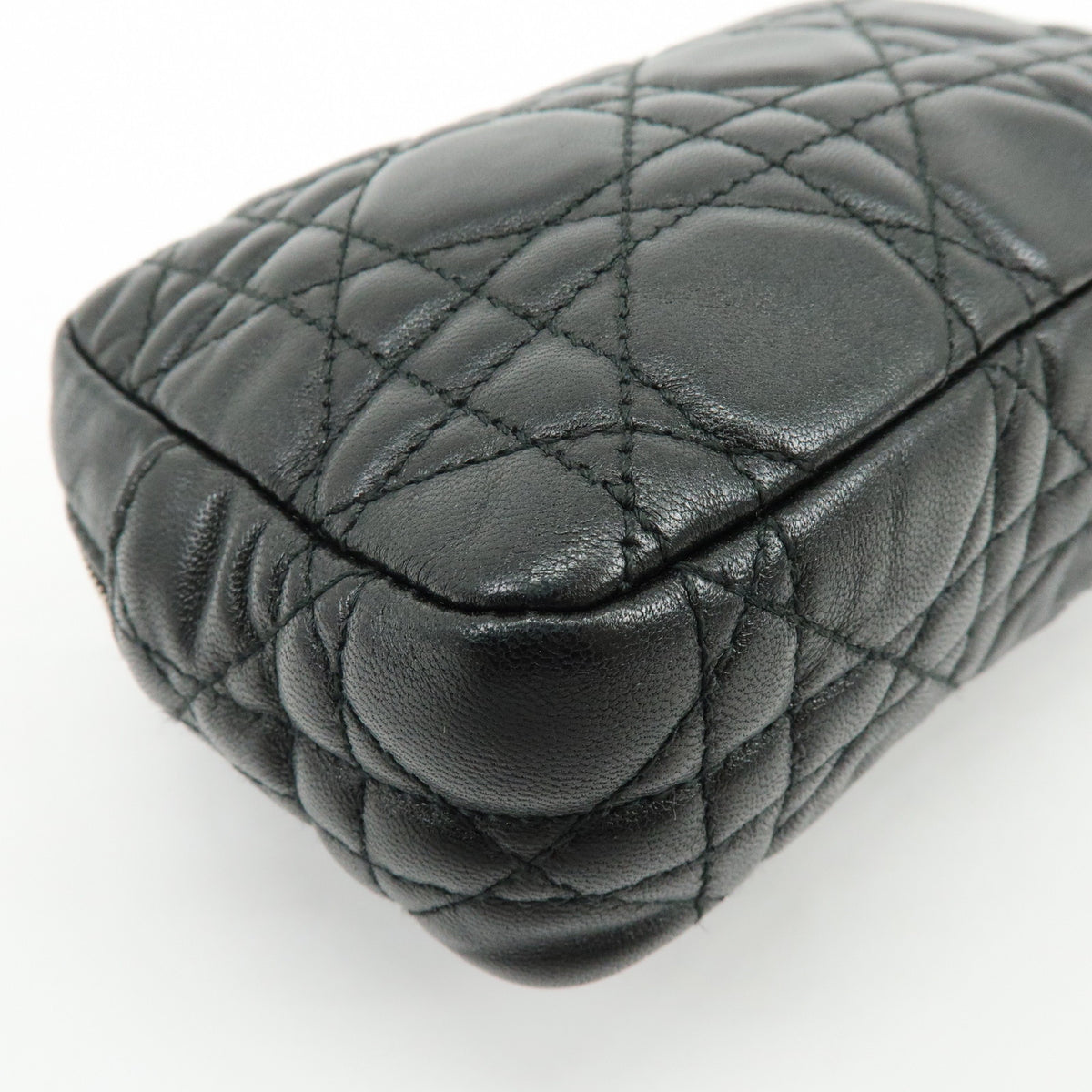 Christian Dior Lady Dior Cannage Accessory Pouch Makeup Bag Black