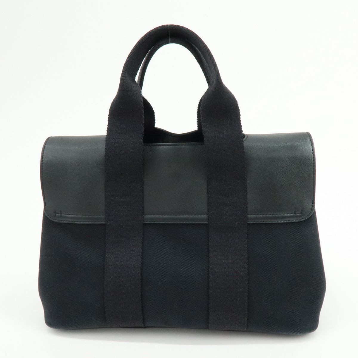 HERMES Toile Chevron Valparaiso PM Tote Bag Hand Bag Black