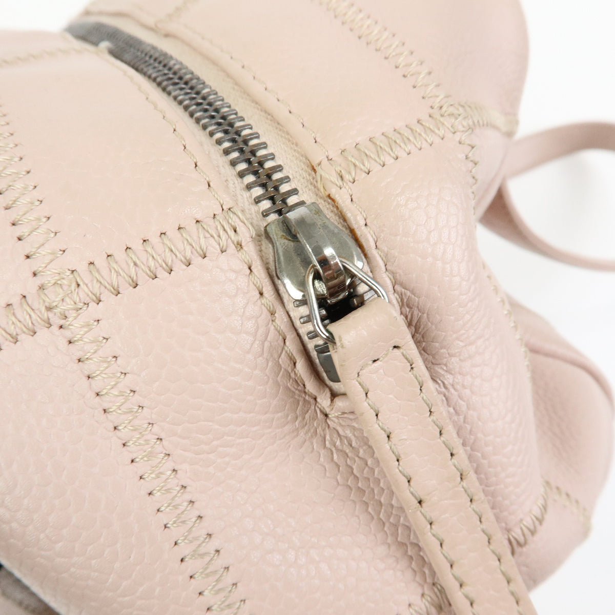 CHANEL Logo Chocolate Bar Caviarskin Shoulder Bag Hand Bag Pink