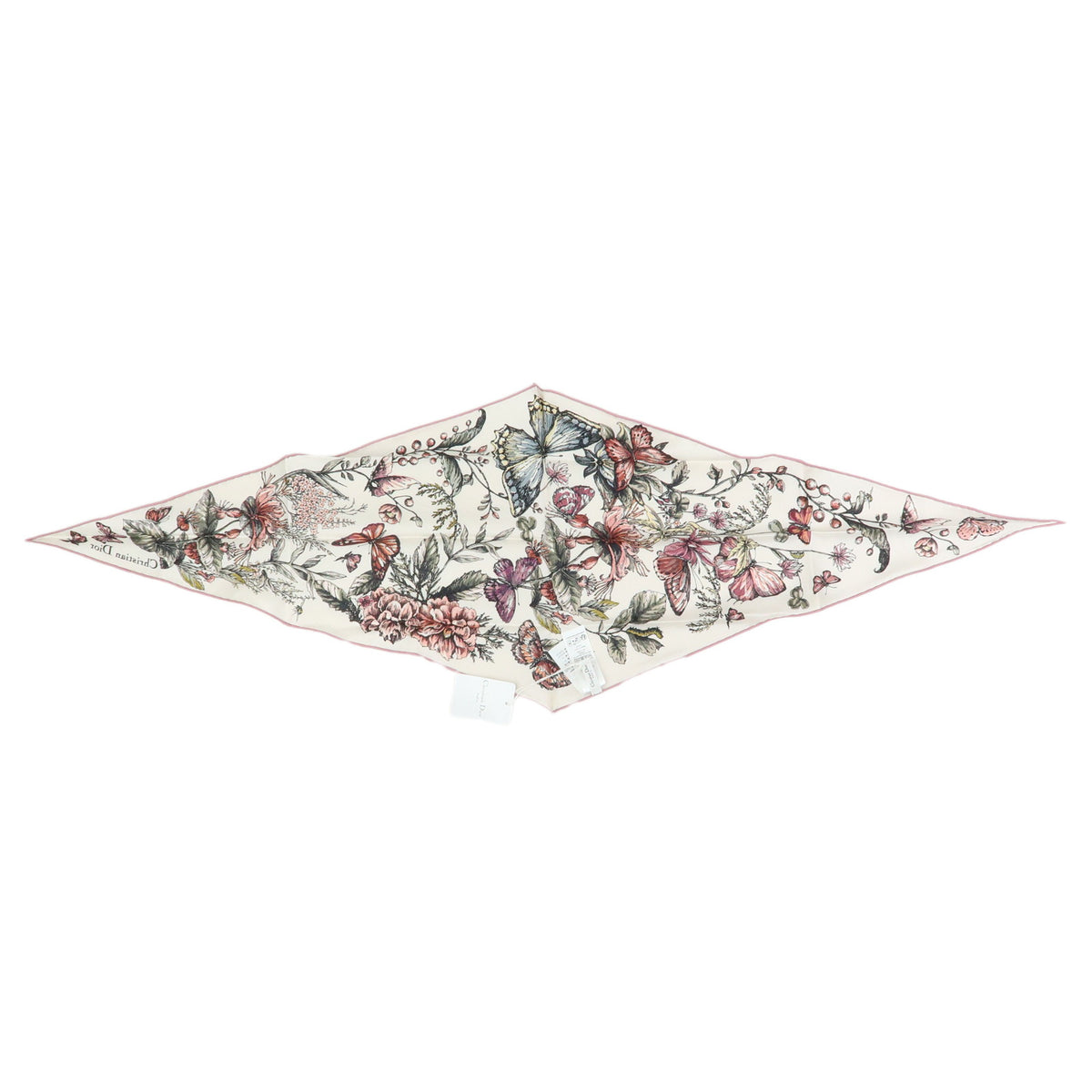 Christian Dior Silk 100% Diamond Shape Scarf Bandana Pink
