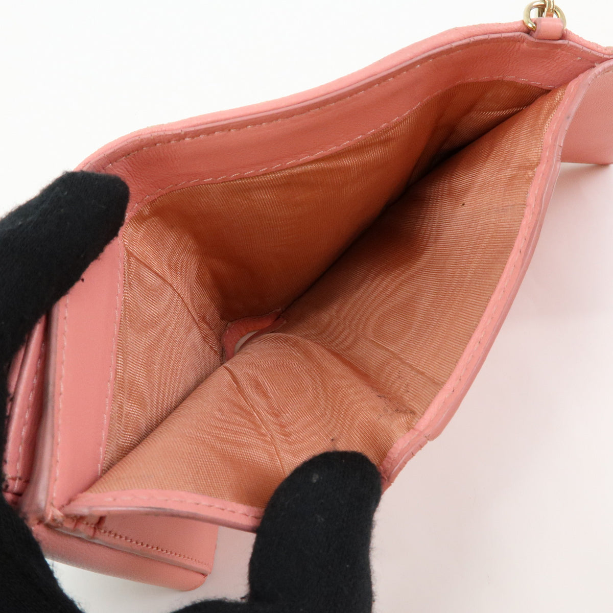 Christian Dior Lady Dior Lotus Cannage Leather Tri-fold Compact Wallet