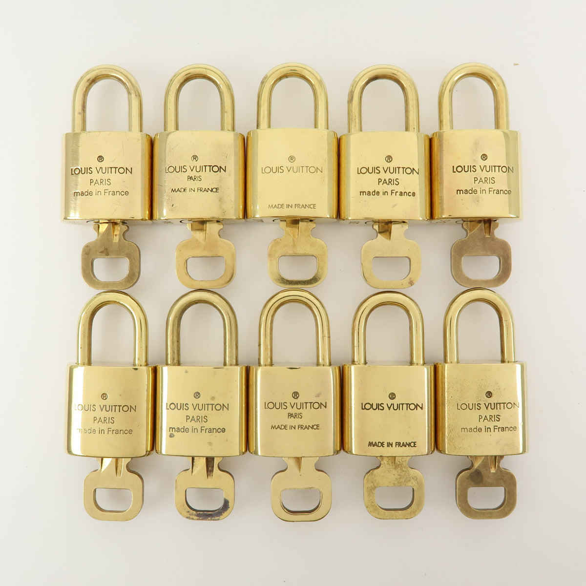 Louis Vuitton Lot of 10 Metal Lock & Key Cadena Key Lock Gold