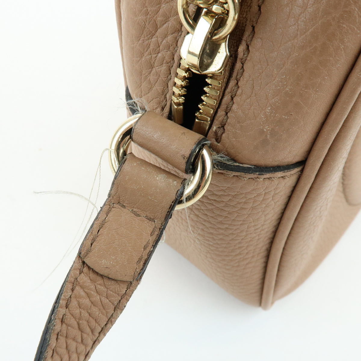 GUCCI SOHO Interlocking G Leather Shoulder Bag Pink Beige 308364