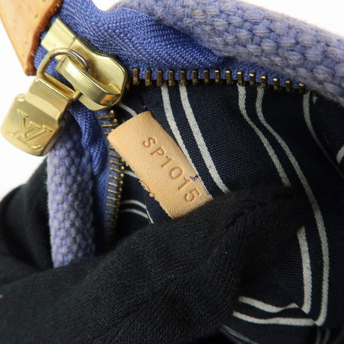 Louis Vuitton Antigua Canvas Leather Pochette Plate Pouch Blue M40070
